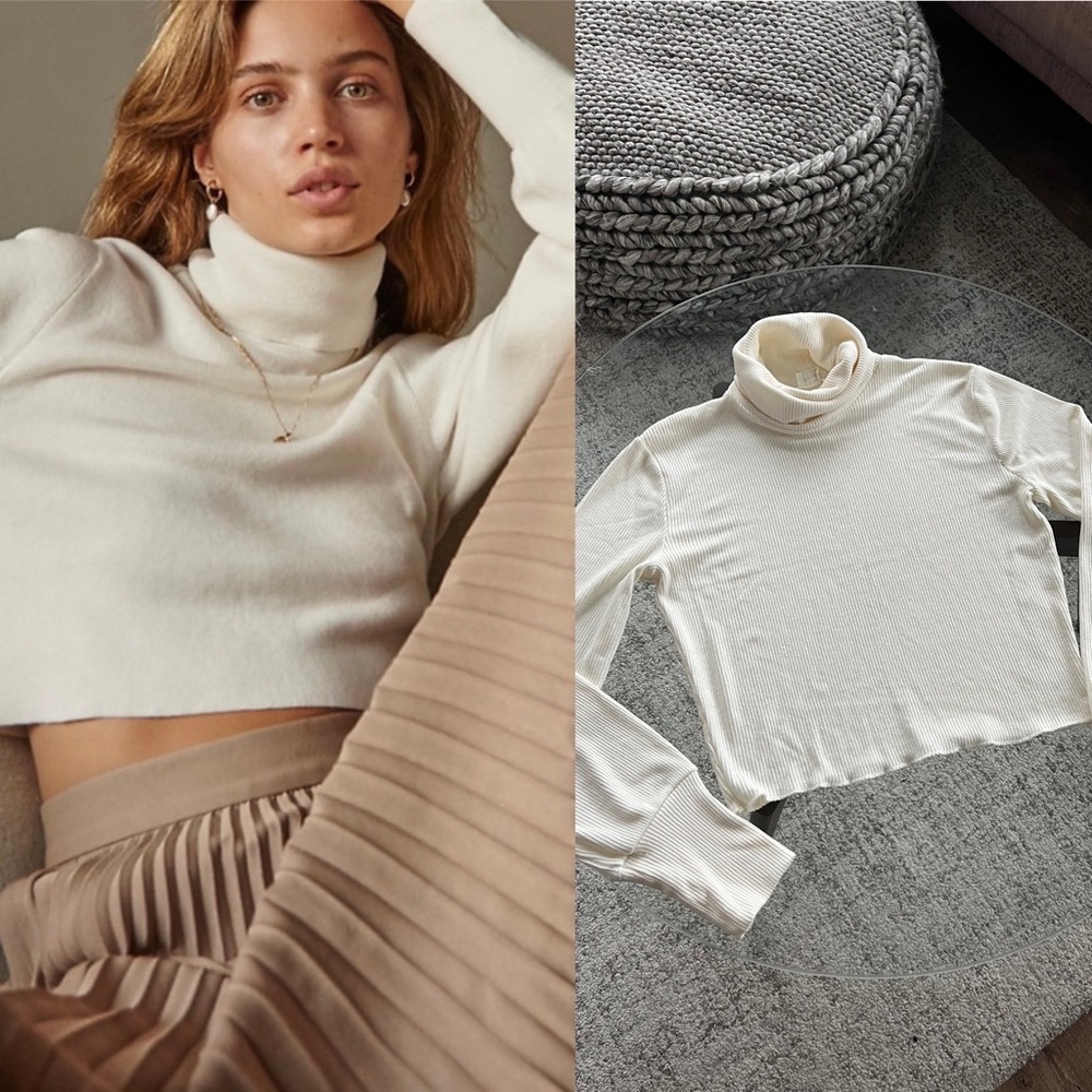 Aritzia Wilfred Free Rebecca White Turtleneck Business Casual Formal Sweater S